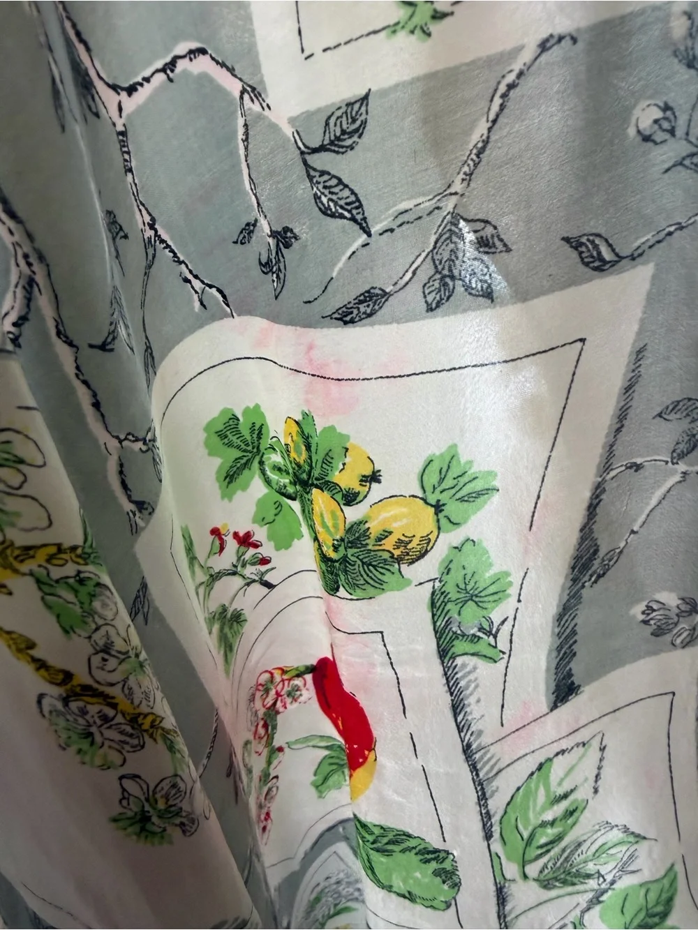 Longchamp silk scarf, “Laurel In The Vegetable Garden